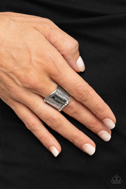 Brilliantly Bordered - White Ring - Paparazzi Accessories