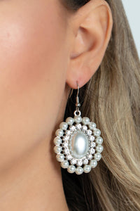 Dolled Up Dazzle - White Earrings - Paparazzi Accessories