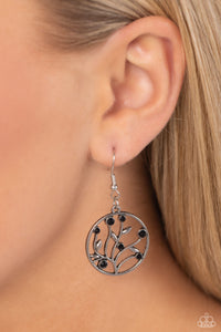 Bedazzlingly Branching - Black Earrings - Paparazzi Accessories