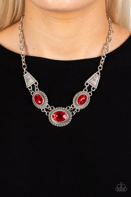 Textured TRAPEZOID - Red Necklace - Paparazzi Accessories