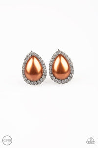 Old Hollywood Opulence - Brown Clip-On Earrings - Paparazzi Accessories - Sassysblingandthings