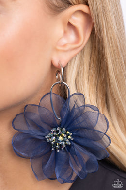 Cosmopolitan Chiffon - Blue Earrings - Paparazzi Accessories