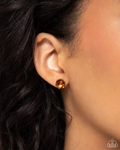 November Breathtaking Birthstone - Orange Post Earrings - Paparazzi Accessories