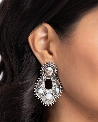 Handcrafted Horseshoe - Blue Post Earrings - Paparazzi Accessories