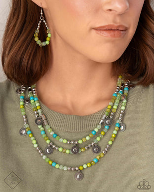Piquant Pattern - Green Necklace - Paparazzi Accessories
