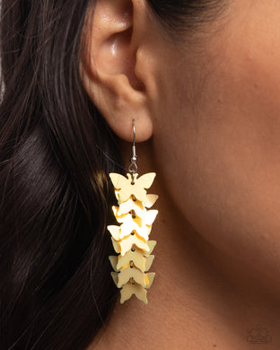 Aerial Ambiance - Yellow Earrings - Paparazzi Accessories
