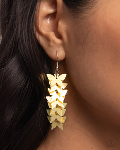 Aerial Ambiance - Yellow Earrings - Paparazzi Accessories