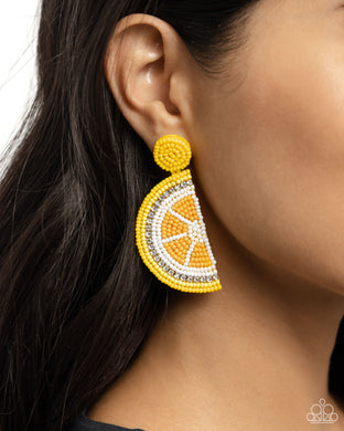 Lemon Leader - Yellow Post Earrings - Paparazzi Accessories
