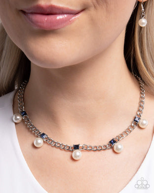 Pearl Pedestal - Blue Necklace - Paparazzi Accessories