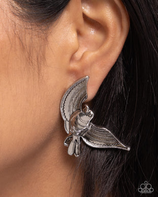 Bird of PLAY - Silver Post Earrings - Paparazzi Accessories