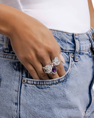 Bedazzled Bee - Purple Ring - Paparazzi Accessories