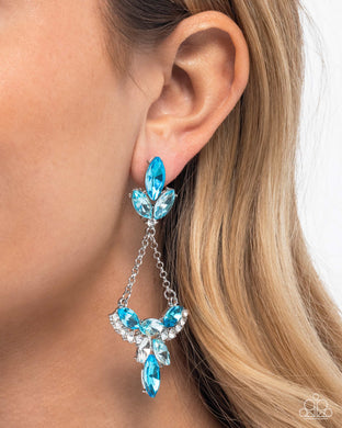Carefree Chandelier - Blue Post Earrings - Paparazzi Accessories