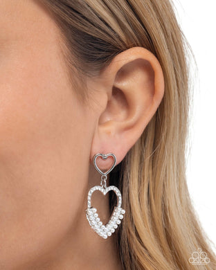 Dangling Damsel - White Post Earrings - Paparazzi Accessories