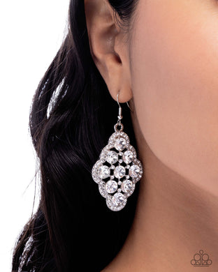 Scalloped Shimmer - White Earrings - Paparazzi Accessories