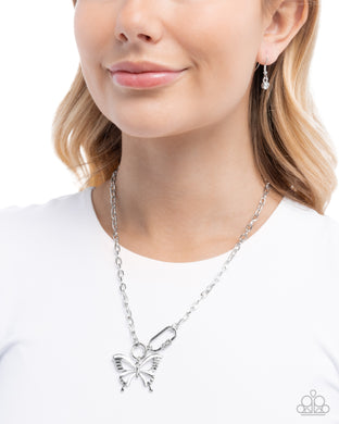 Fluttering Fuel - Silver Necklace - Paparazzi Accessories