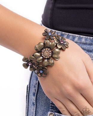 Bursting Bouquet - Brass Bracelet - Paparazzi Accessories