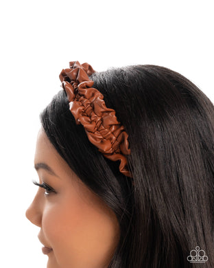 Ruffled Rebel - Brown Headband - Paparazzi Accessories