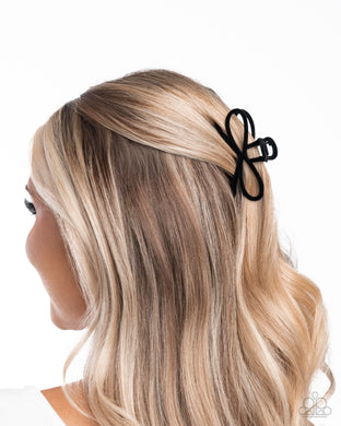 Merry BOW Round - Black Hair Clip - Paparazzi Accessories