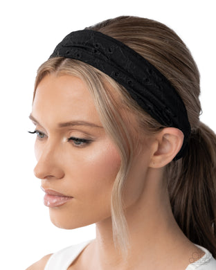Eyelet Elegance - Black Headband - Paparazzi Accessories