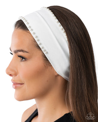 Pearl Prelude - White Headband - Paparazzi Accessories