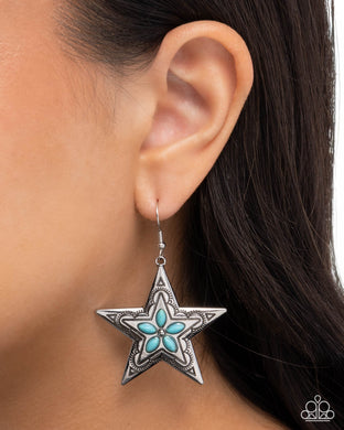 Sheriff Santa Fe - Blue Earrings - Paparazzi Accessories
