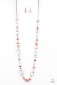 Prized Pearls - Orange Necklace - Paparazzi Accessories - Sassysblingandthings