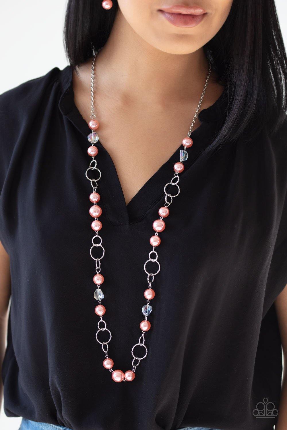 Prized Pearls - Orange Necklace - Paparazzi Accessories - Sassysblingandthings