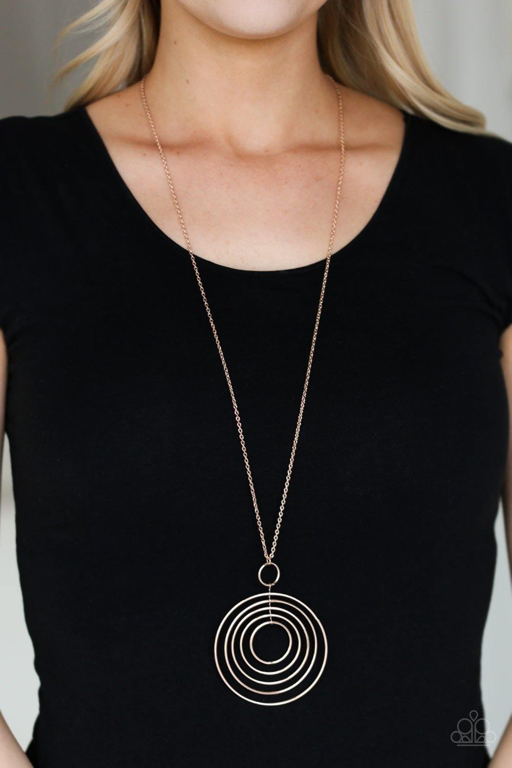 Running Circles In My Mind - Rose Gold Necklace - Paparazzi Accessories - Sassysblingandthings