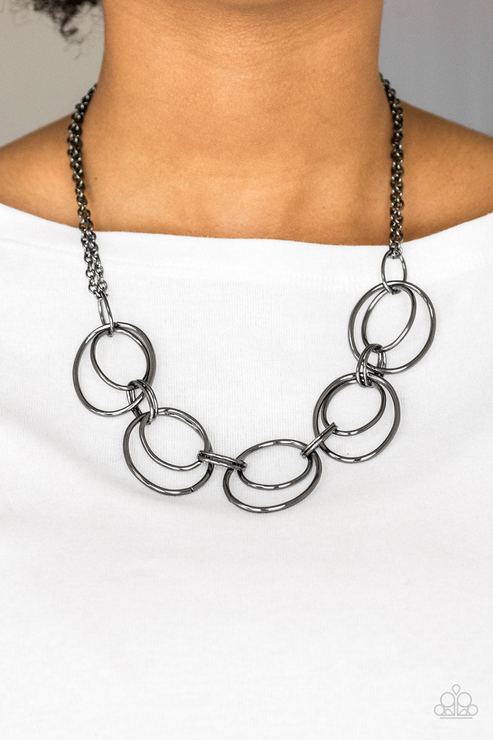 Urban Orbit - Black Necklace - Paparazzi Accessories