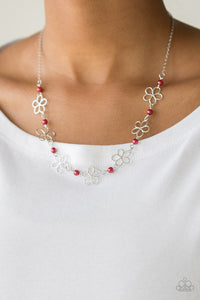 Always Abloom - Red Necklace - Paparazzi Accessories