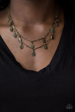 Galapagos Gypsy - Brass Necklace - Paparazzi Accessories