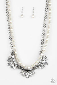 Bow Before The Queen - White Necklace - Paparazzi Accessories - Sassysblingandthings