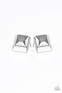 Stellar Square - Silver Post Earrings - Paparazzi Accessories - Sassysblingandthings