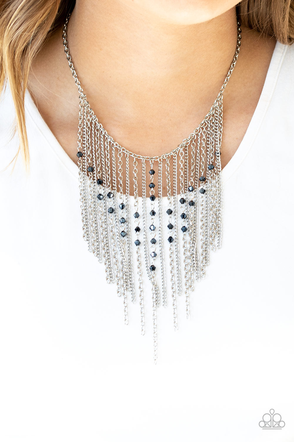 First Class Fringe - Blue Necklace - Paparazzi Accessories