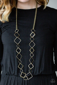Backed Into A Corner - Brass Necklace - Paparazzi Accessories