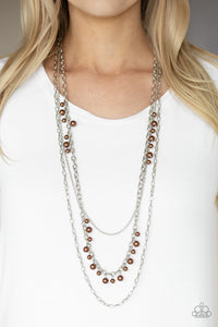 Pearl Pageant - Brown Necklace - Paparazzi Accessories