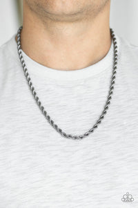 Double Dribble - Black Mens Necklace - Paparazzi Accessories