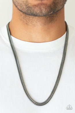 Knockout King - Black Mens Necklace - Paparazzi Accessories