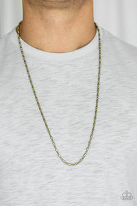 Covert Operation - Brass Mens Necklace - Paparazzi Accessories