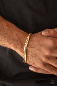One-Two Knockout - Gold Mens Bracelet - Paparazzi Accessories