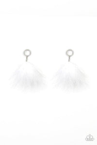 BOA Down - White Post Earrings - Paparazzi Accessories - Sassysblingandthings