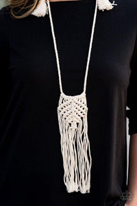 Macrame Mantra - White Necklace - Paparazzi Accessories - Sassysblingandthings