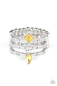 Triple Throne Twinkle - Yellow Ring - Paparazzi Accessories - Sassysblingandthings