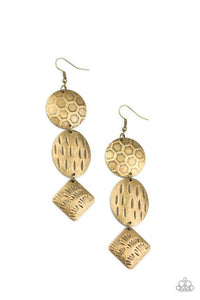 Mixed Movement - Brass Earrings - Paparazzi Accessories - Sassysblingandthings