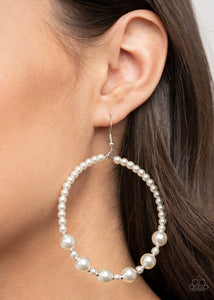 Boss Posh - White Earrings - Paparazzi Accessories