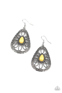 Floral Frill - Yellow Earrings - Paparazzi Accessories - Sassysblingandthings