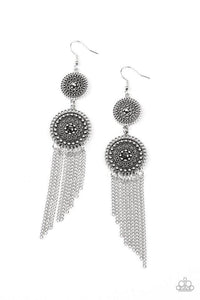 Medallion Mecca - Silver Earrings - Paparazzi Accessories - Sassysblingandthings