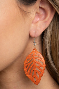 LEAF Em Hanging - Orange Earrings - Paparazzi Accessories