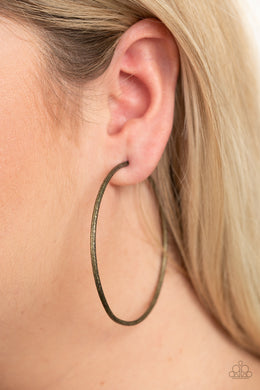 Rustic Roundabout - Brass Earrings - Paparazzi Accessories