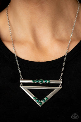 Triangulated Twinkle - Green Necklace - Paparazzi Accessories